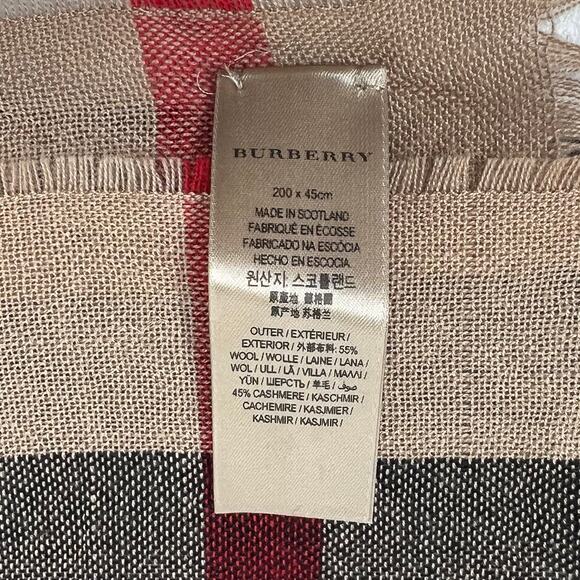 Burberry Plaid Mega Check Wool Cashmere Classic Lightweight Scarf - Picture 4 of 9